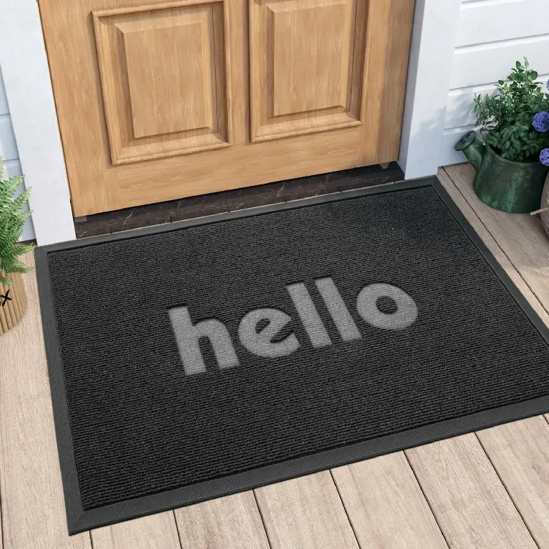 Durable and elegant welcome mat designed for high-traffic commercial entryways to ensure cleanliness and aesthetics